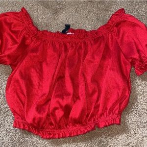 Red off the shoulder crop top